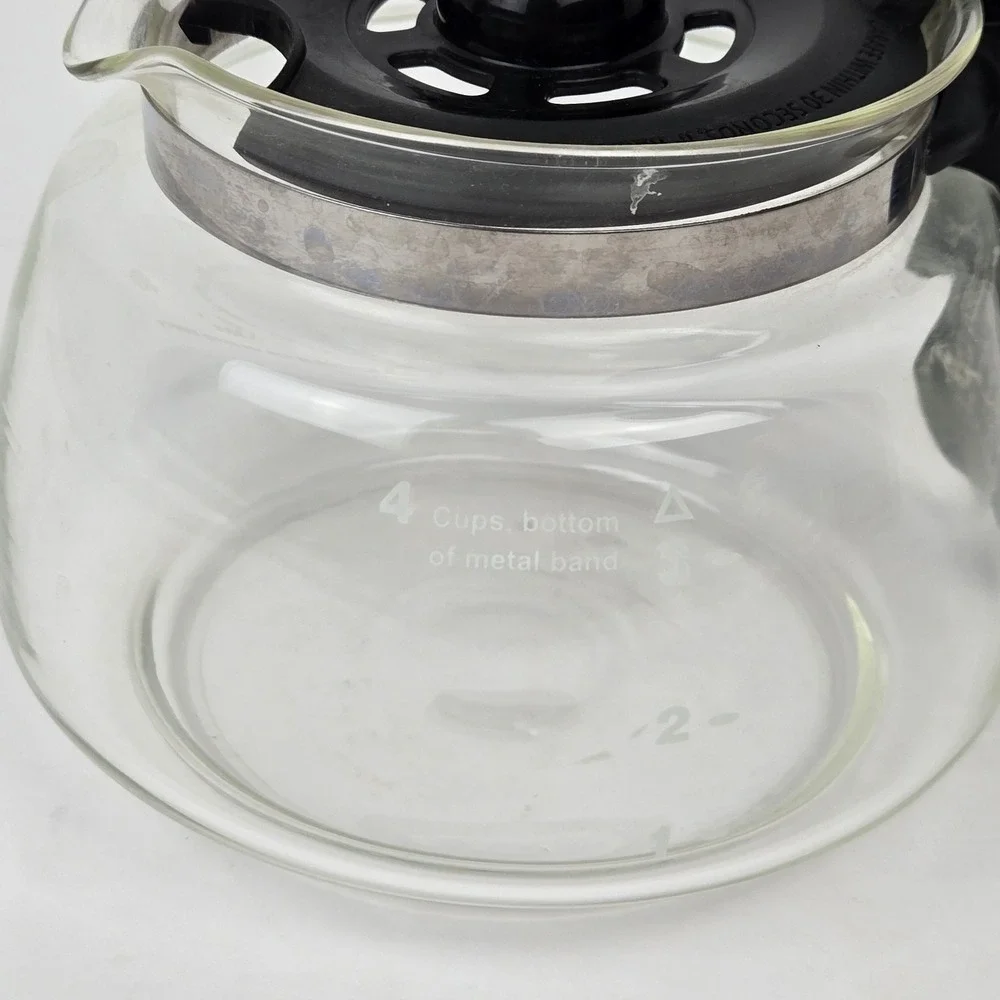 MR COFFEE 4‎ CUP GLASS REPLACEMENT POT CARAFE DECANTER BLACK Lid WITH Handle